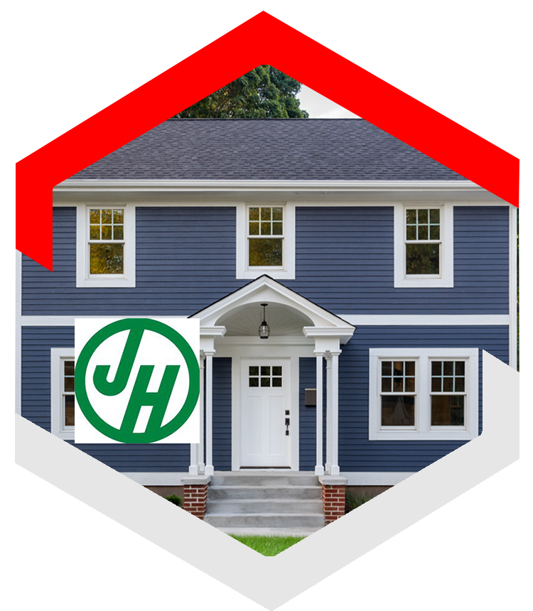 Image of residential home with blue James Hardie siding